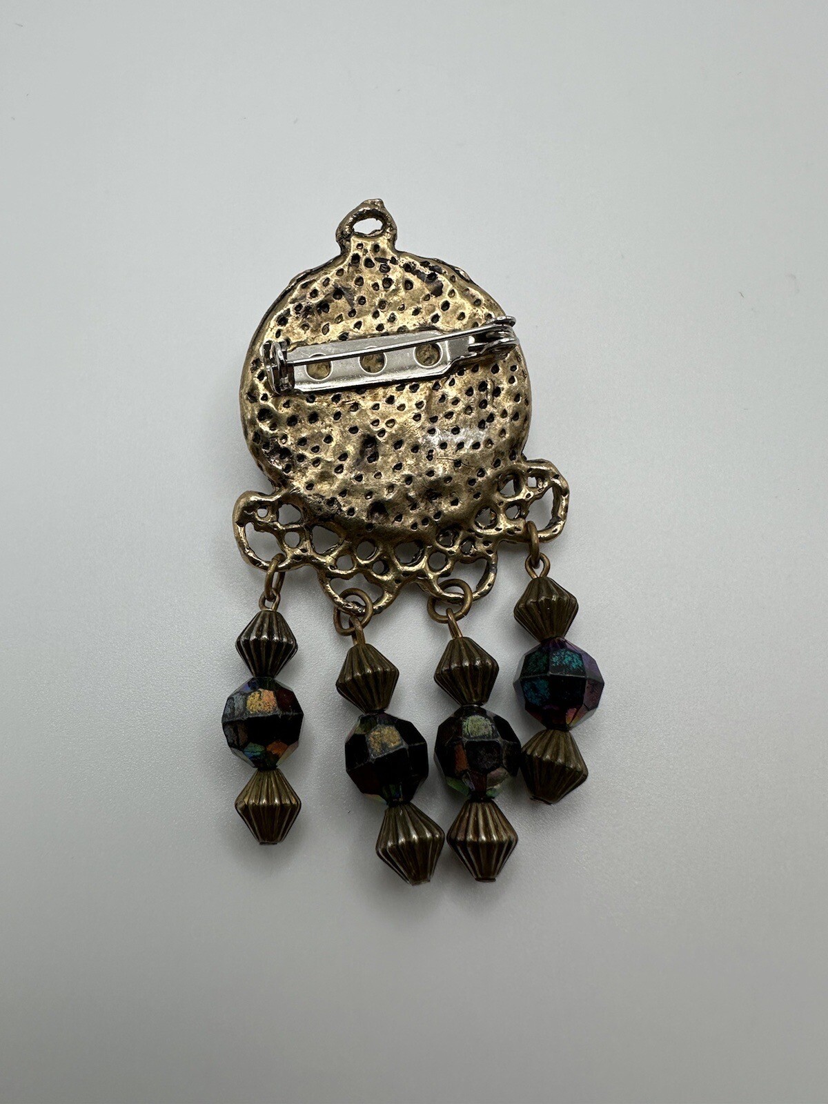 Vintage Gold Blue Accent Dangle Brooch 7 x 3.6 cm BB10
