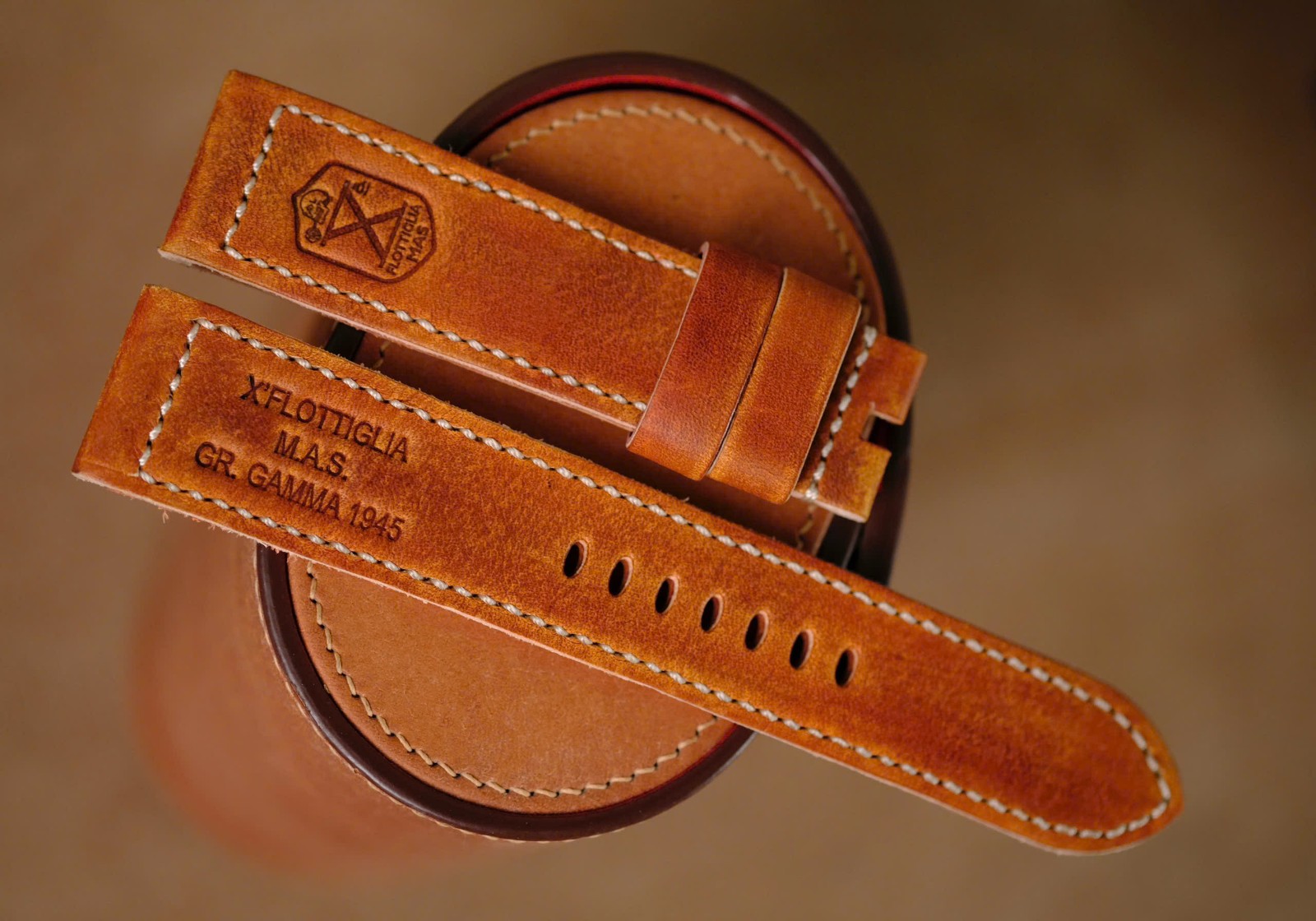 Handmade X Flottiglia MAS Edition Brown Leather Watch Strap Size 24 Or any size