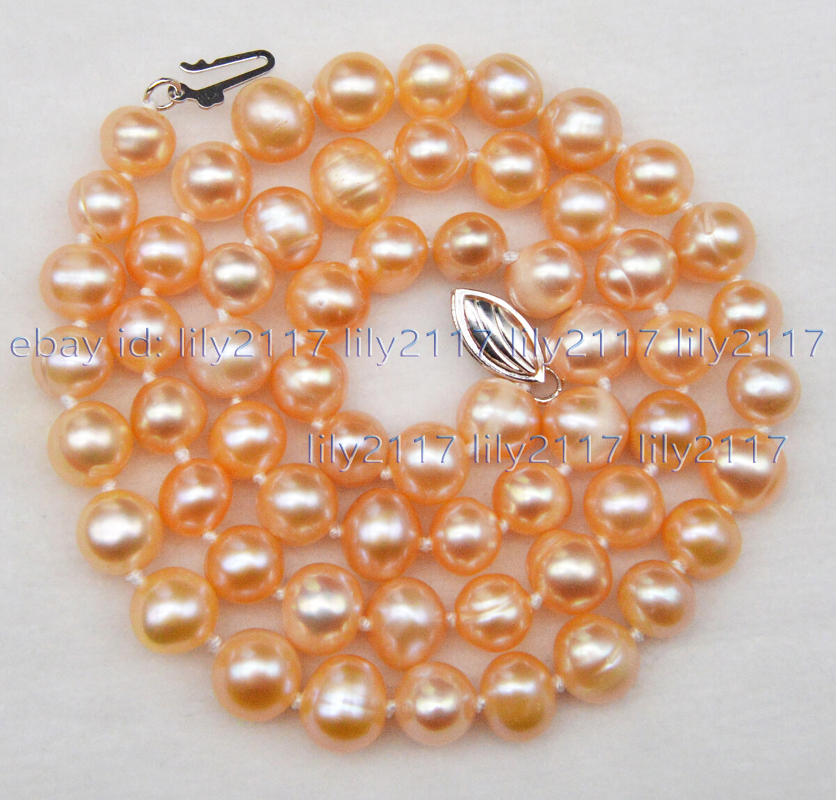 AAA Genuine Natural 7-8mm Pink Freshwater Pearl Necklaces 14-100inches 14K Clasp