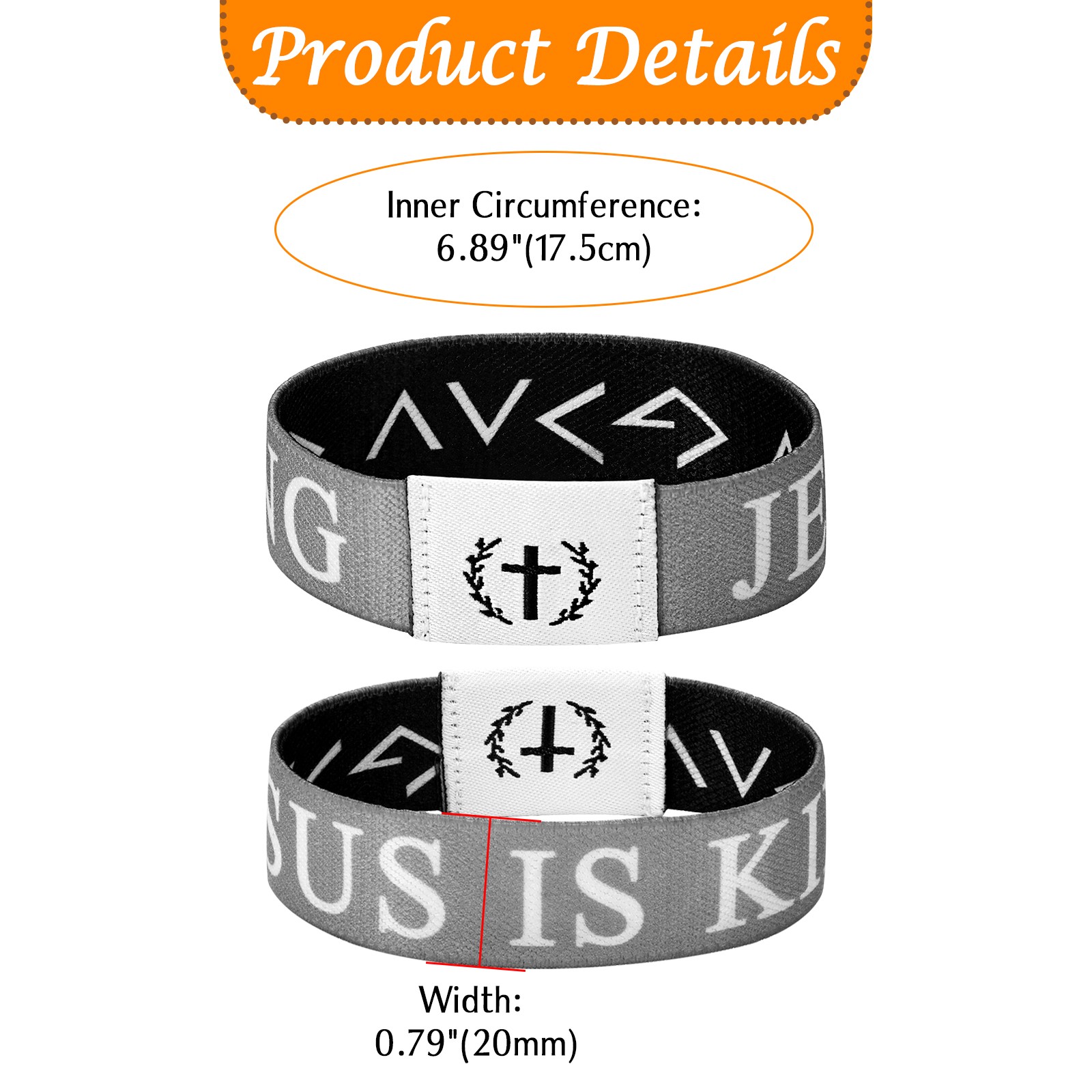 2pcs WWJD NFC Elastic Woven Bible Verse Bracelet Inspirational Christian Gift
