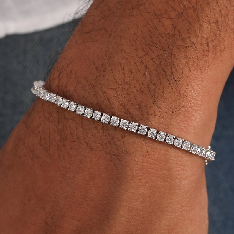 14K White Gold 6.60CT Round Cut GDGL Certified Natural Diamond Tennis Bracelet