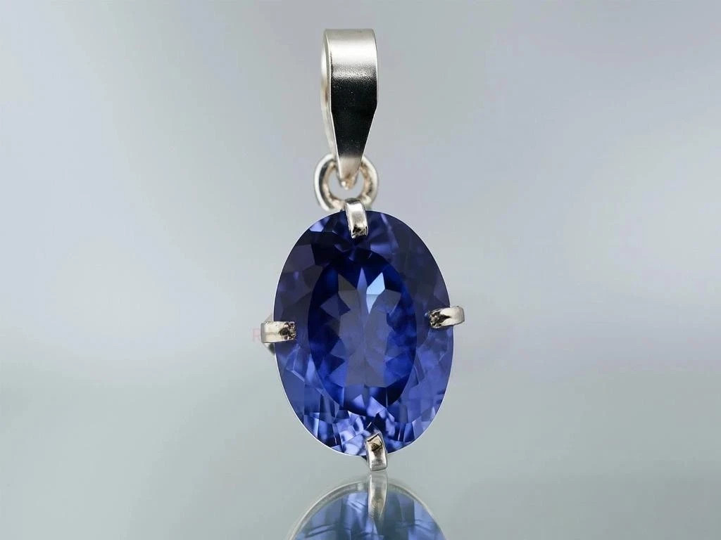 Natural Certified 21.25 Ct BLUE Sapphire Loose Gemstone In Solid Silver Pendant