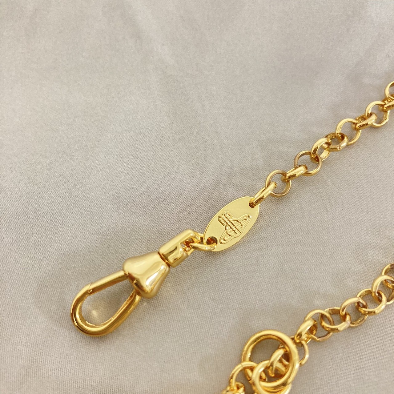 Vivienne Westwood Bracelet Petite Orb 17cm Gold Clear w/Pouch NO BOX