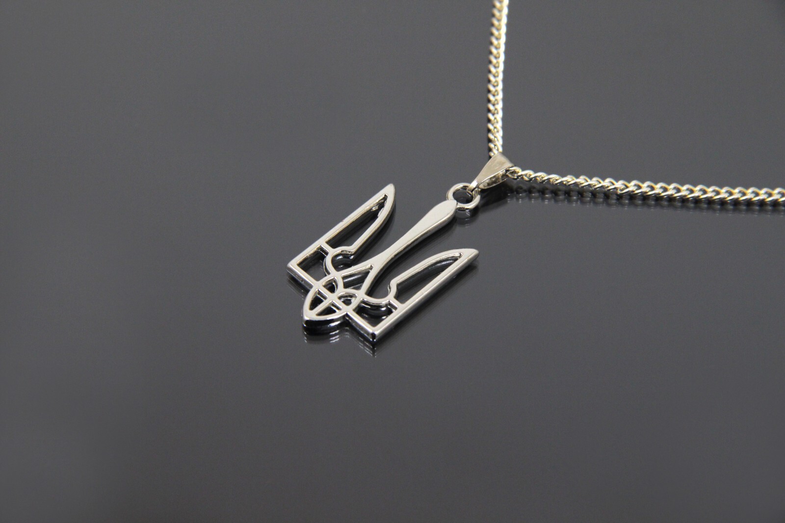Silver Tryzub Necklace Ukrainian Jewelry Ukraine Emblem Pendant Trident Choker