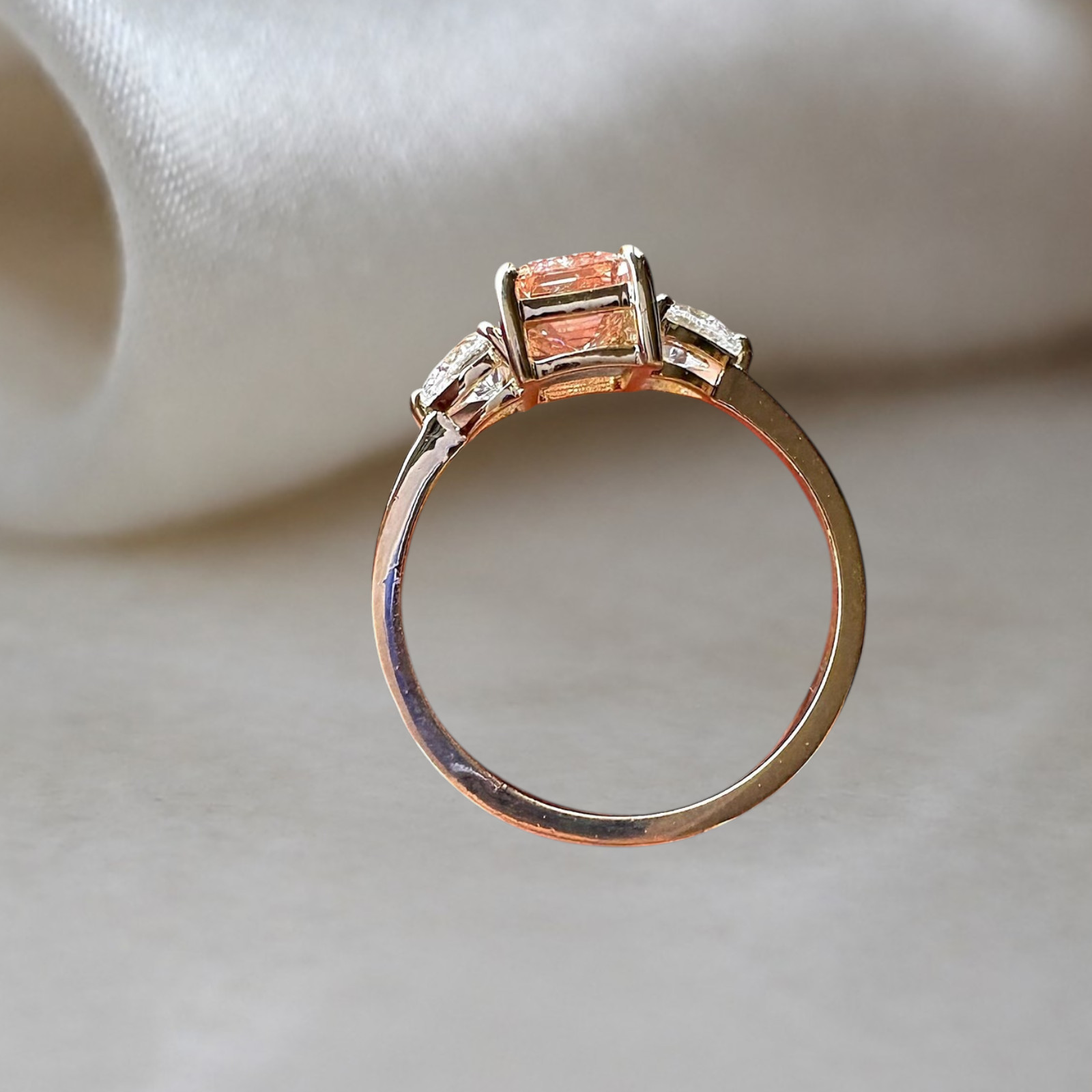 Fancy Intense Pink Diamond Ring Emerald 6.00 Carat IGI Lab Grown 18K Yellow Gold