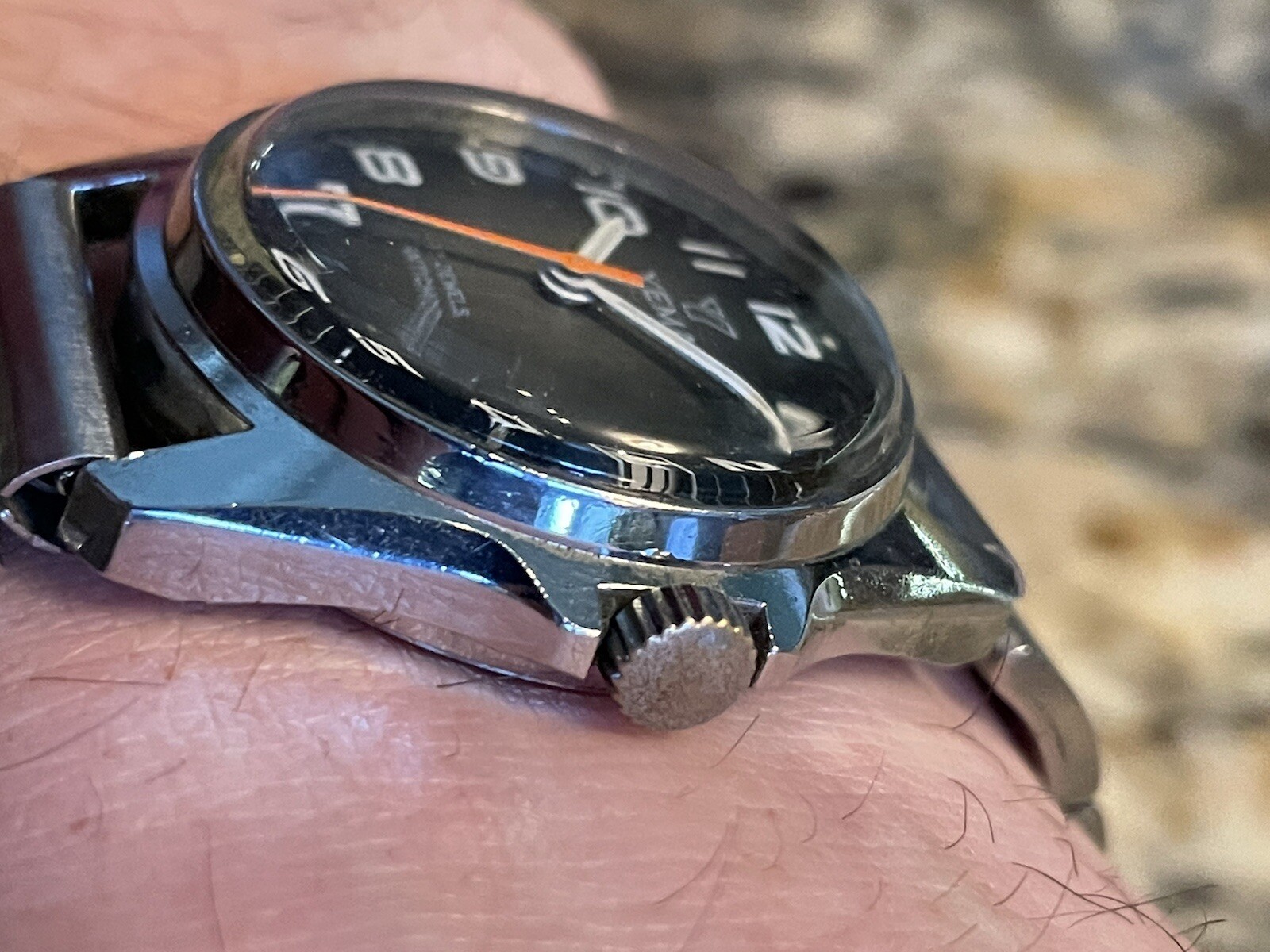 Yema Rare Dial Manual Winding Vintage Stainless Sport Junior Watch Sunburst Blue