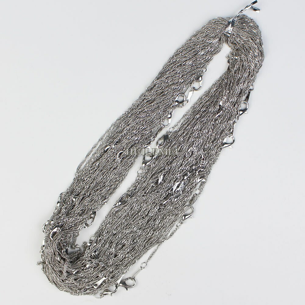 10pcs Silver/Gold Color 2mm Water Wave Necklace Chains for Women 16″ 18″ 20″ 24″