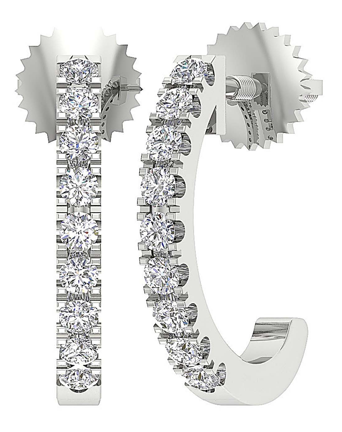 I1 G 0.30 Ct Natural Diamond Huggies Earrings 14K Solid Gold 0.49 Inch Prong Set