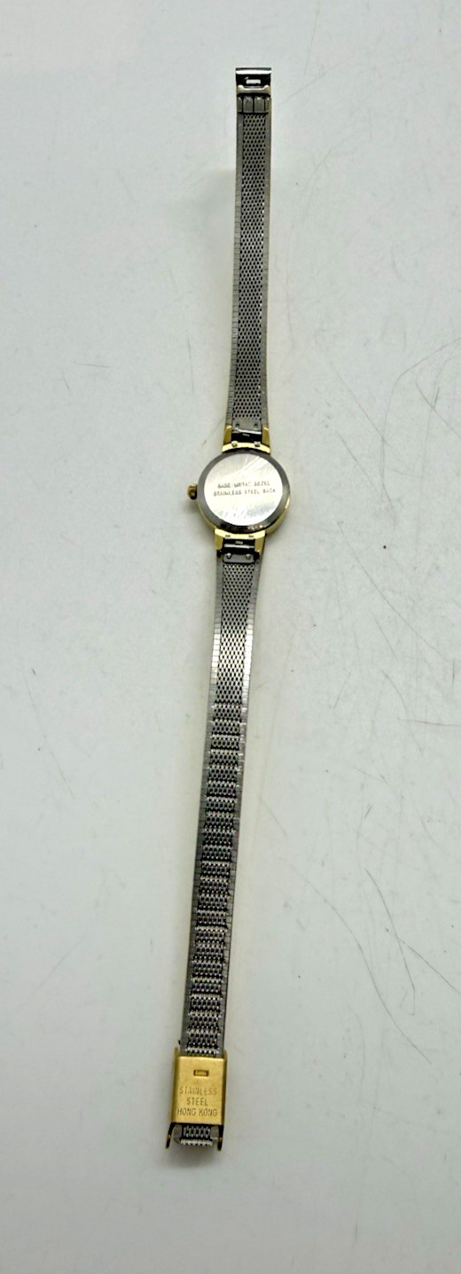 Vtg Benrus Diamond Quartz Women’s Watch Black Dial Gold Tone Stainless Steel
