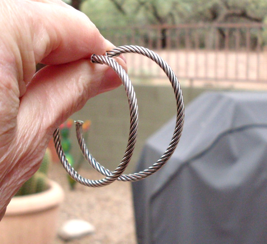 Current Item – David Yurman Cable Hoop Earrings – 2 Inches – DY Backs