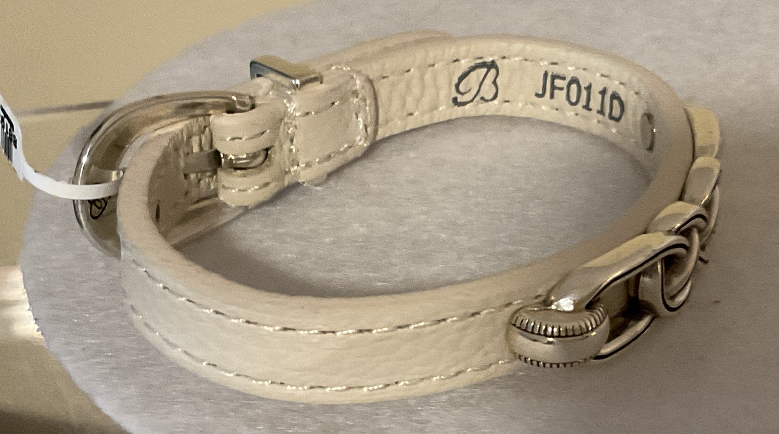 FOREVER LOVE! NWT BRIGHTON INTERLOK LEATHER BANDIT BRACELET SHOE WHITE MSRP:$62