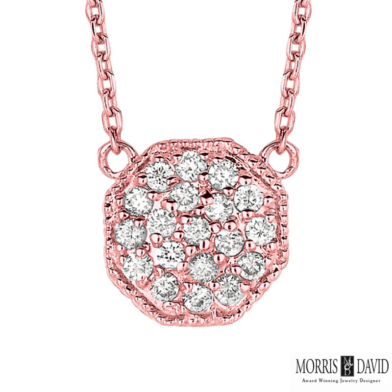 0.27 Carat Natural Diamond Octagonal Shape Necklace 14K White Gold