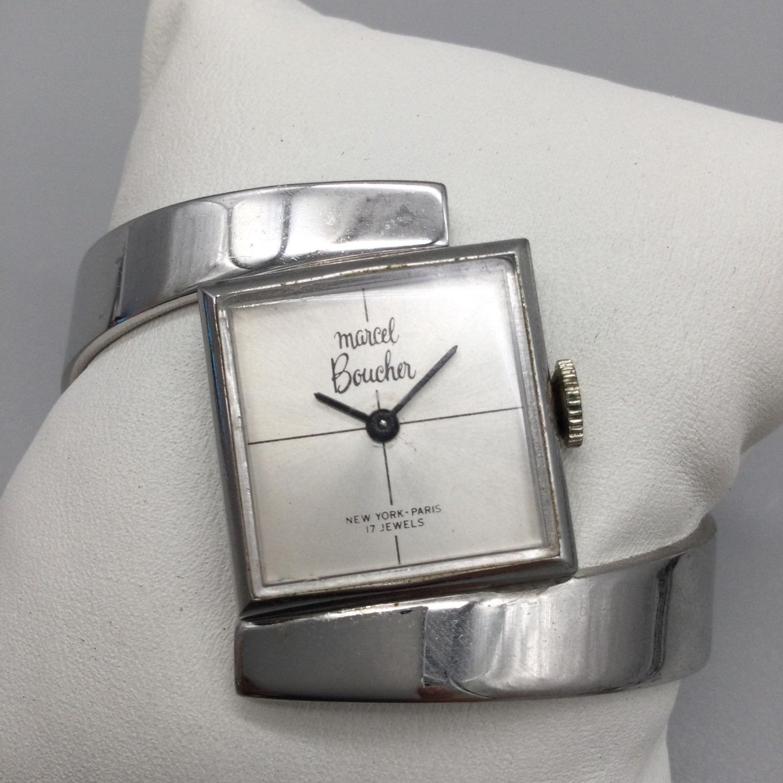 Vintage Marcel Boucher Womens Watch 22mm Silver Tone Bangle Manual Wind 6.5″