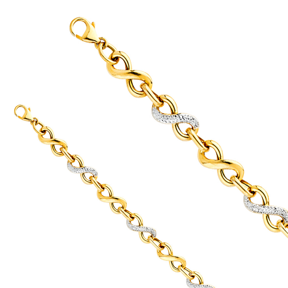 GOLD – 14K Yellow Gold Infinity Hollow Bracelet – 7.5″