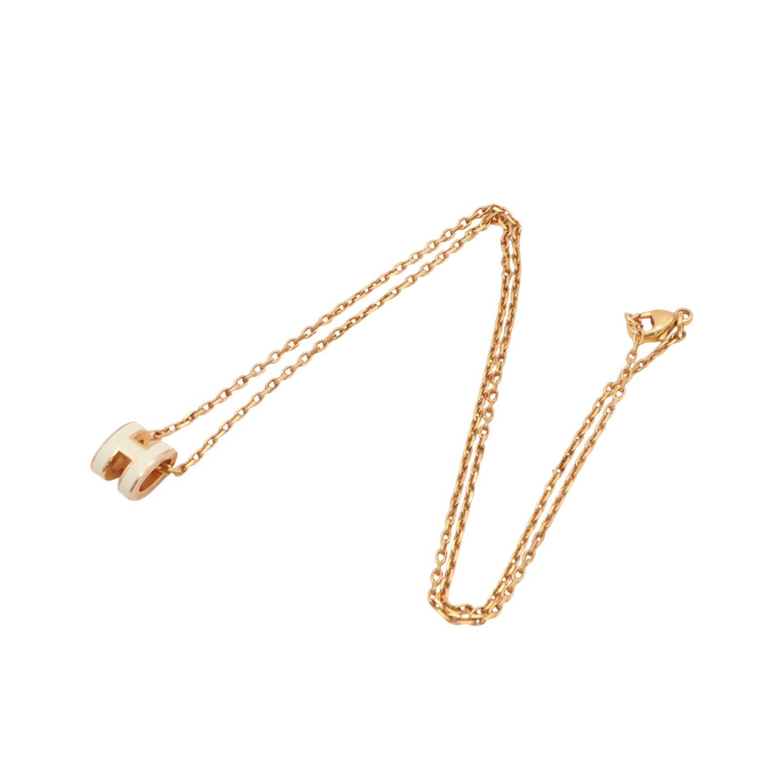 HERMES Mini Pop H Necklace White Enamel H147992FO