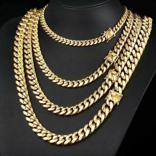 24inch Solid 14K Gold Plated Hip Hop Men’s Heavy Miami Cuban Link Chain Bracelet