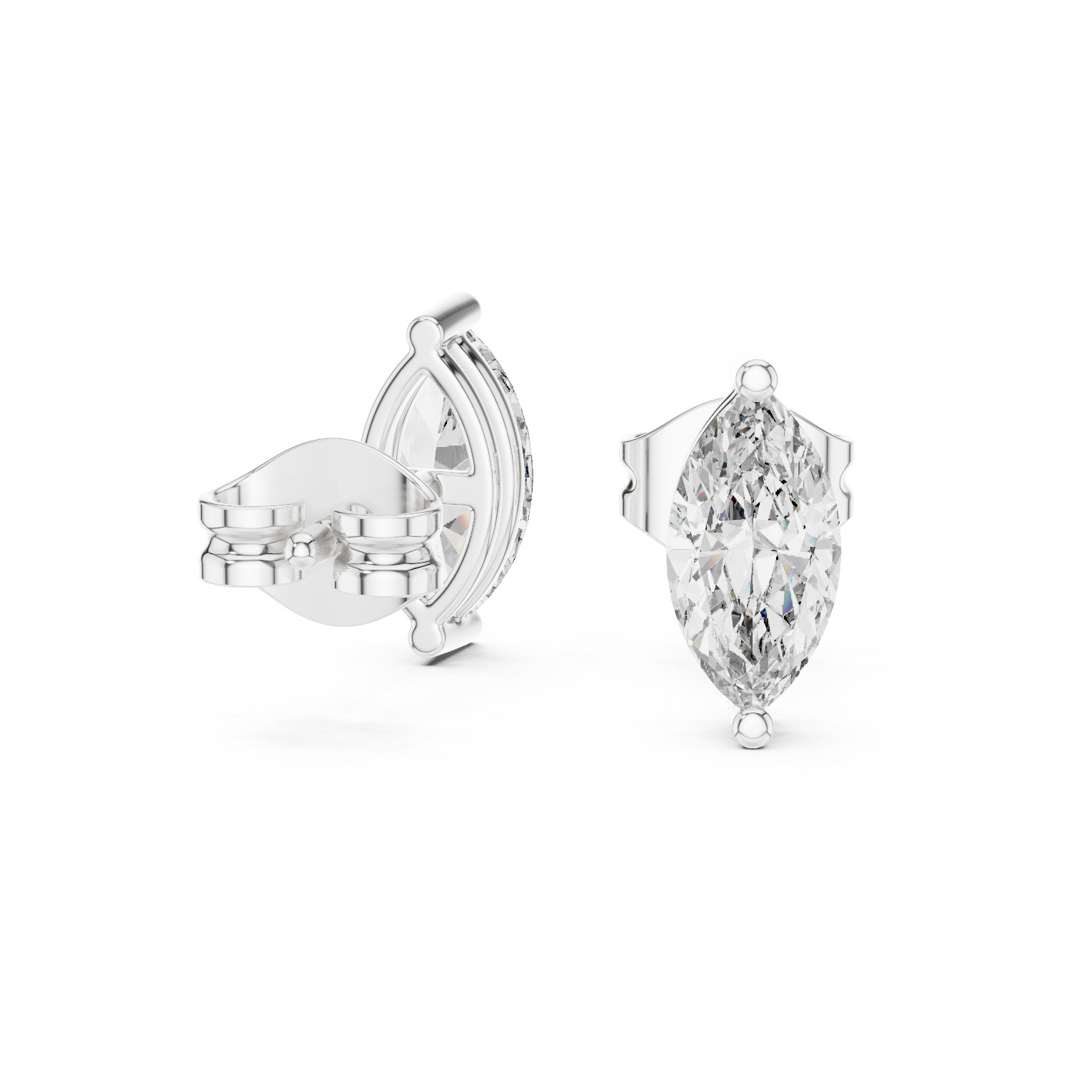 Certified Natural Diamond Designer Style Prong Studs Earrings 14K Gold Over