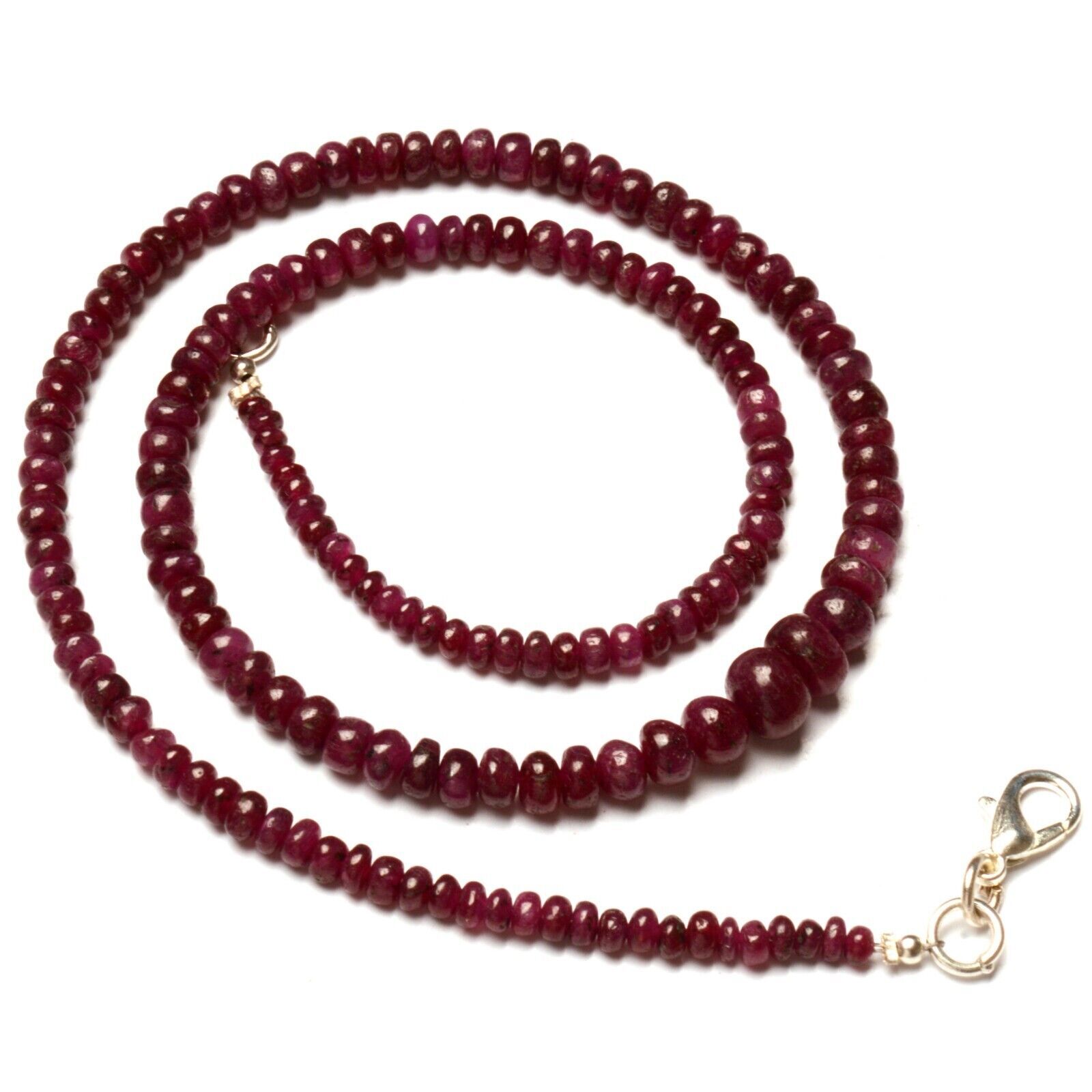 Natural Ruby Gemstone 3 to 6 mm Size Smooth Rondelle Shape Beads 16.5″ Necklace