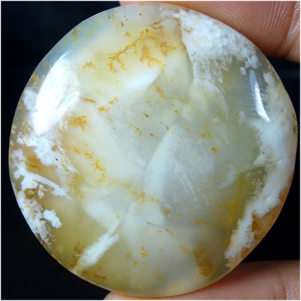 100% Natural Tiger Dendrite Round Cabochon Gemstone 97.70Cts 42X 42X 06mm