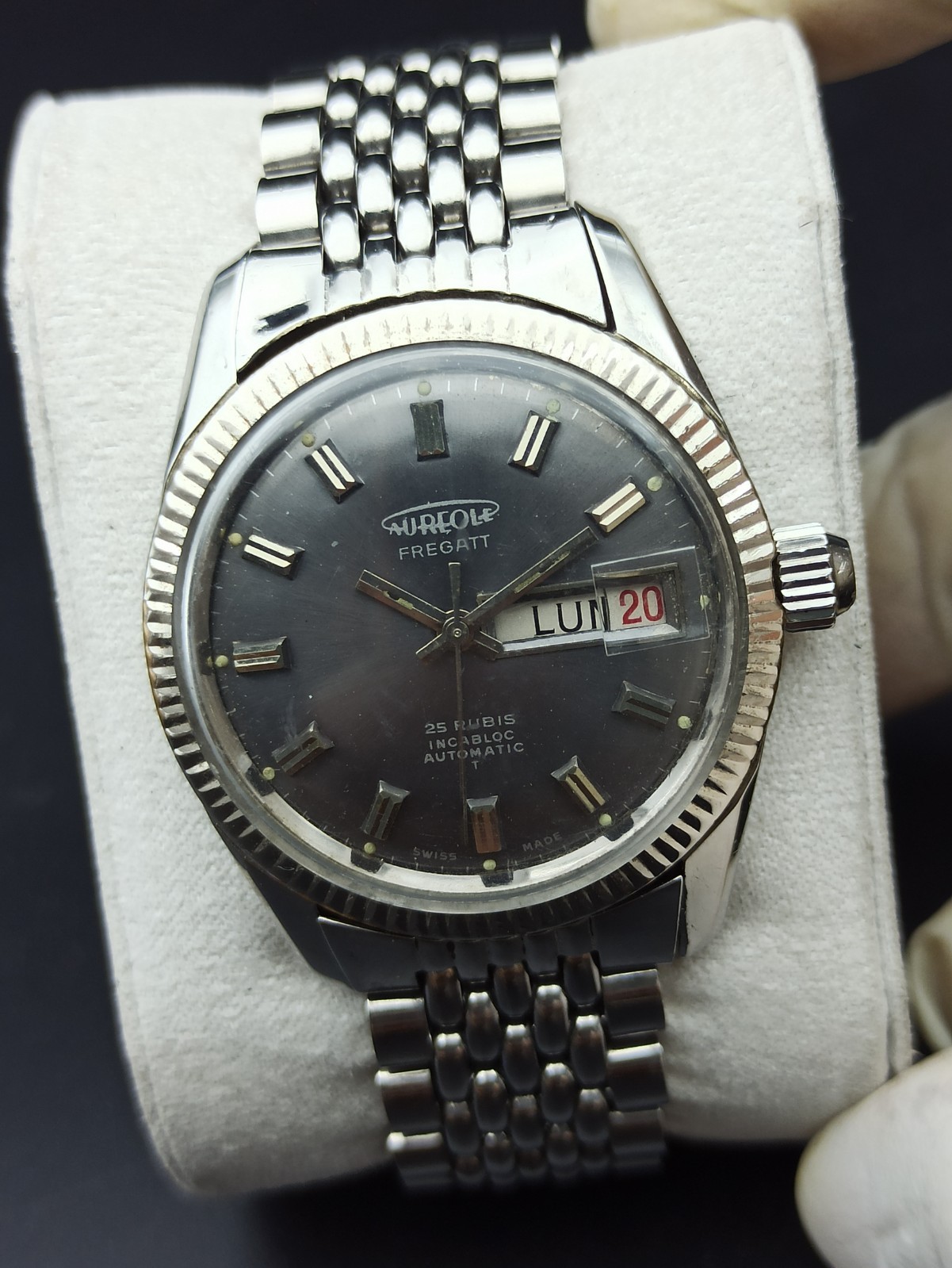 Ultra-Rare AUREOLE FREGATT Automatic Men Watch Automatic 25 Jewels Swiss 1970s