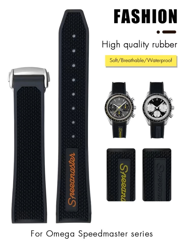 18mm 19mm 20mm 21mm Rubber Watch Band Strap For Omega Speedmaster MoonSwatch