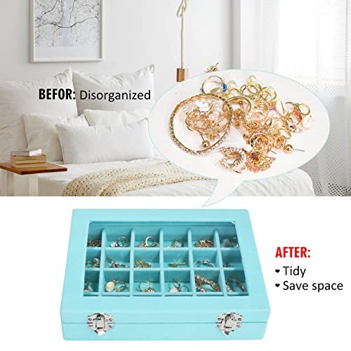 Vicoter Velvet Jewelry Box – 24 Grid – Ring Display Organiser Tray