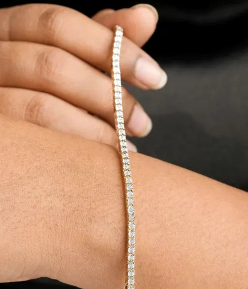 Wedding Festival sale ! Round Natural Diamond Tennis Bracelet 14k Yellow Gold