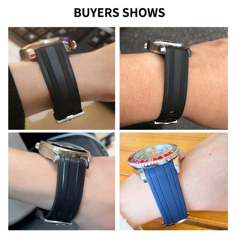 Premium Waterproof Rubber Silicone Watch Band Strap Curved End for O.mega 20mm