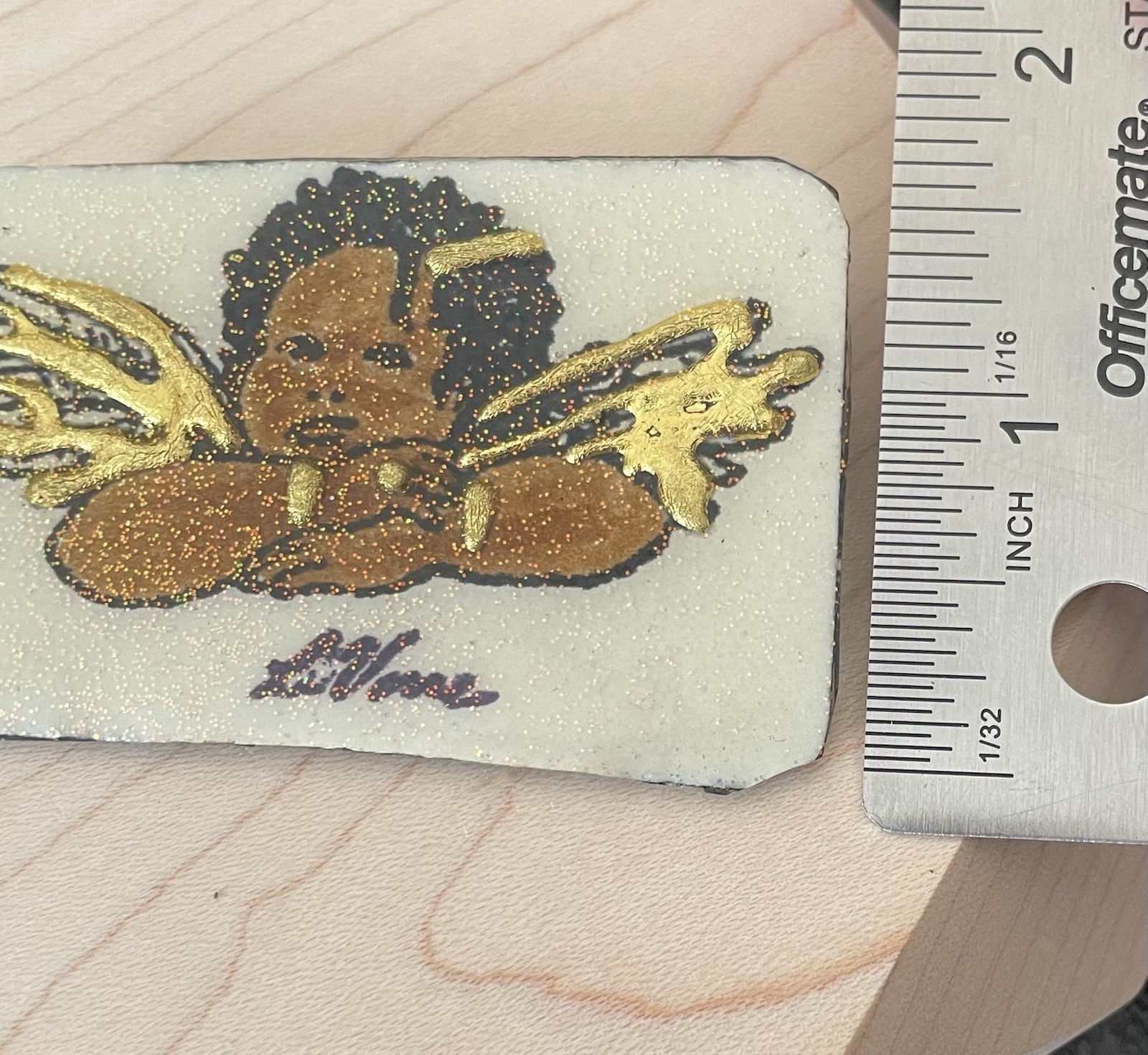 Black Baby Girl Angel Handmade Plastic Brooch Pin