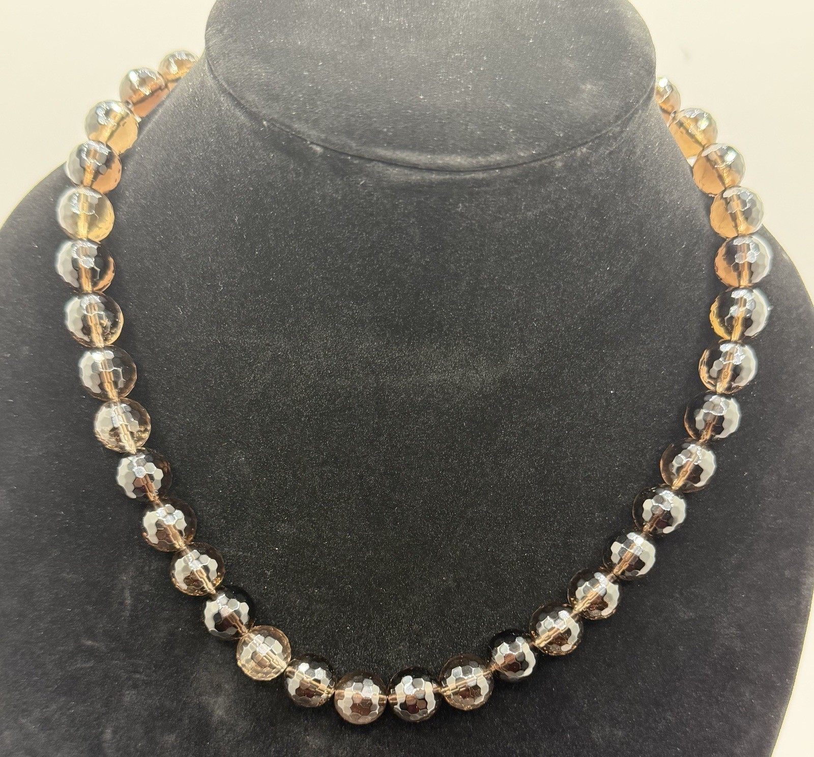 Jay King Sterling Silver Smoky Quartz Beaded Strand Necklace 18-21”