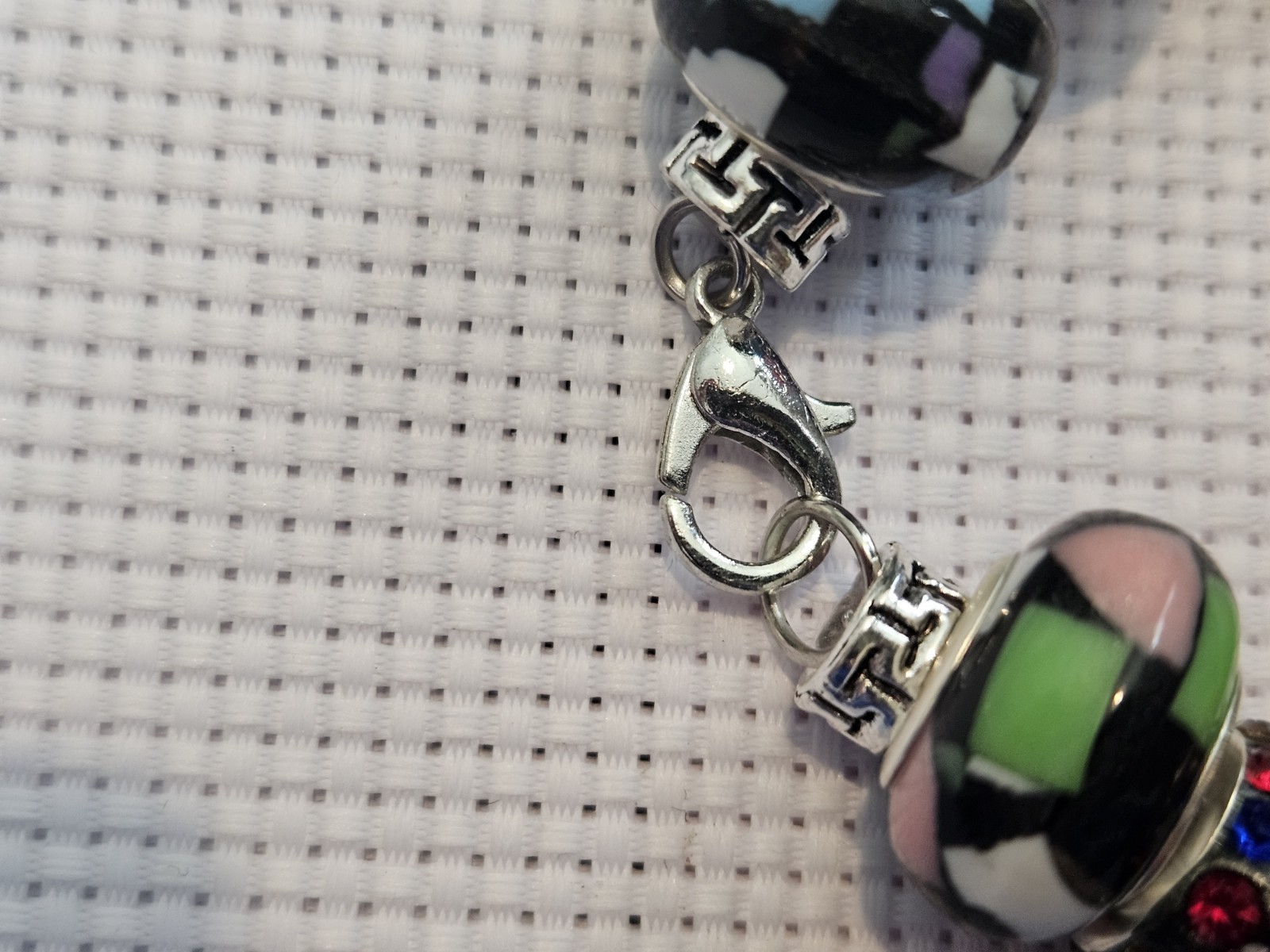 Handmade Rainbow Butterfly Charm Bracelet Silver Tone Glass Beads One of a Kind
