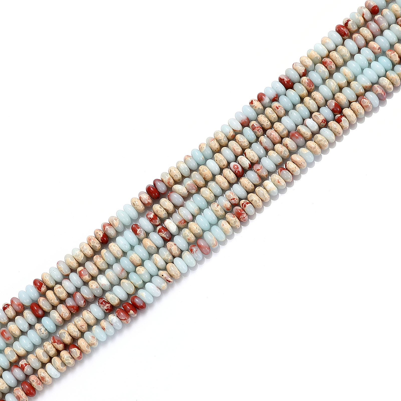 Blue Aqua Terra Jasper Smooth Rondelle Beads Size 2×4.5mm 15” Strand