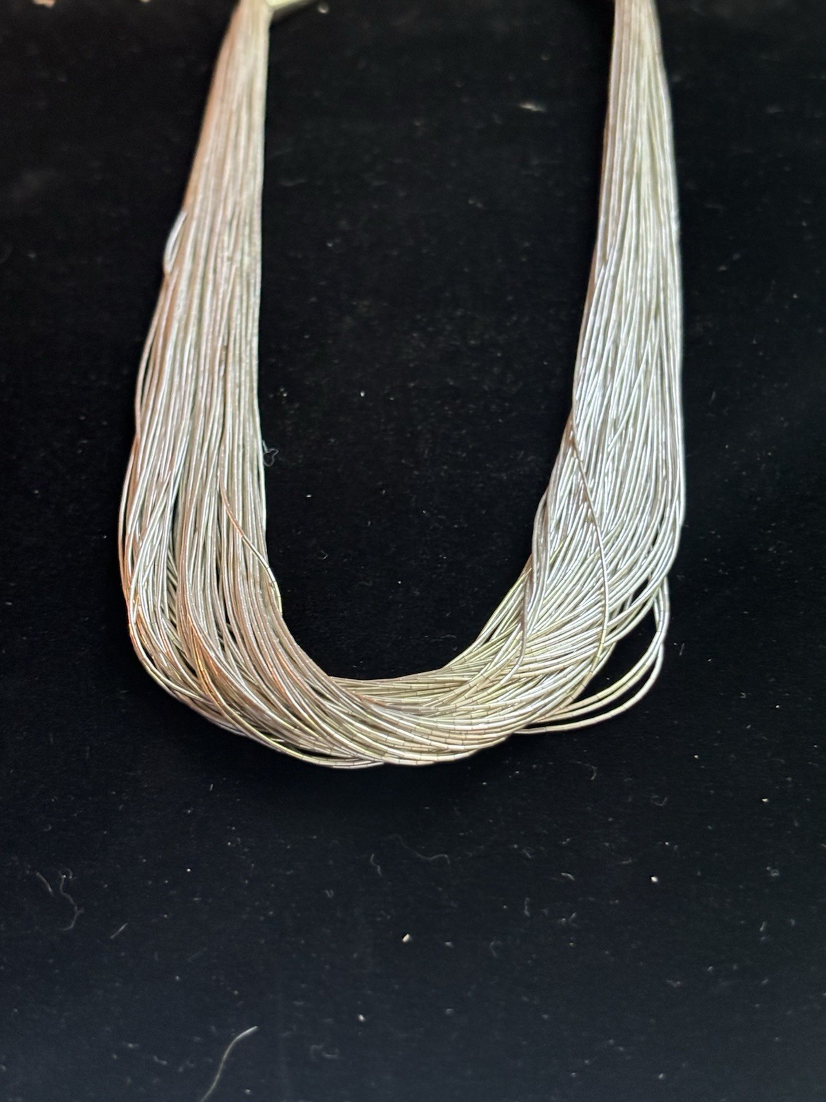 Liquid Silver Sterling 99 Strand Necklace W/ Earrings 111 grams 23in 925 Signed