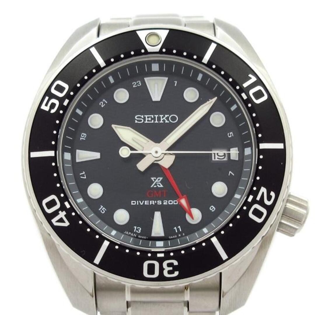 Seiko Prospex GMT Solar Watch Men’s Black Dial & Bezel Leather Strap