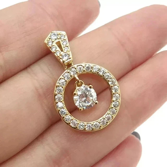 2 Ct Round Cut Moissanite Fancy Women’s Pendant 14K Yellow Gold Plated