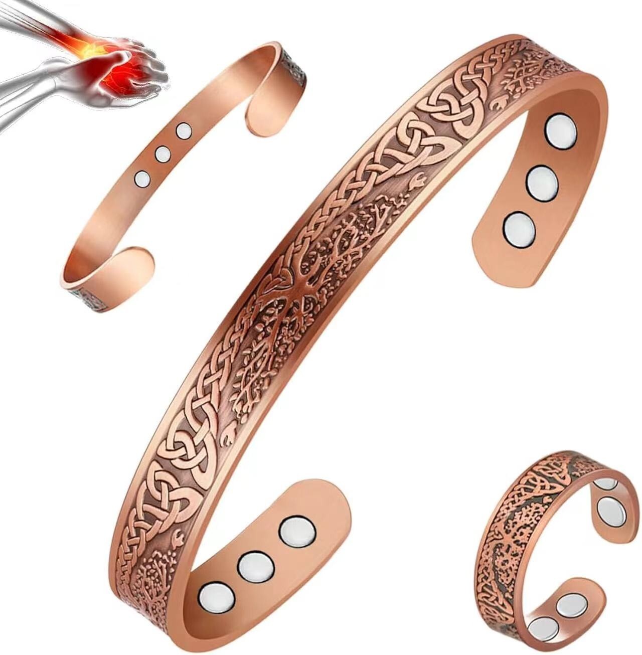 99.9% Magnetic Copper Men Bracelet tree of life Jewelry Terapia magnética Bangle