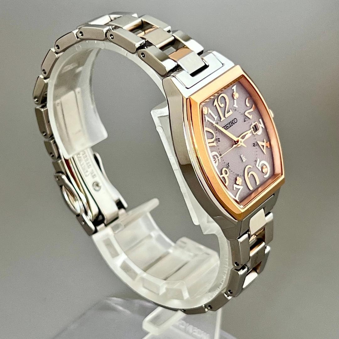 SEIKO LUKIA SSVW214 1B32 Radio Solar Tonneau Watch Pink Goldtone 27.7×36.3mm