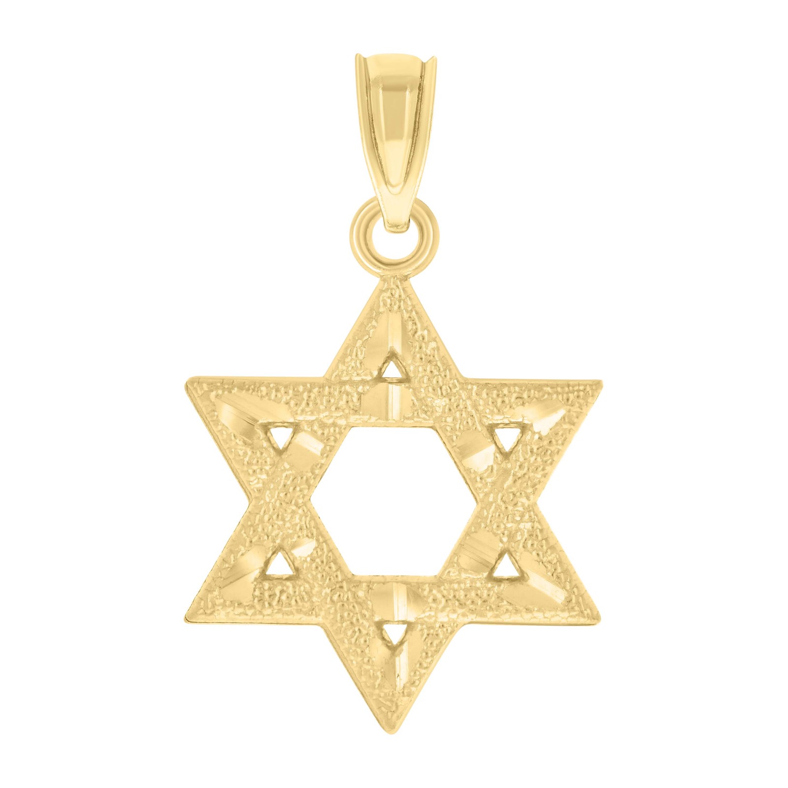 14k Yellow Gold Womens Diamond-Cut Star Of David Ht:23.4Mm Pendant Charm