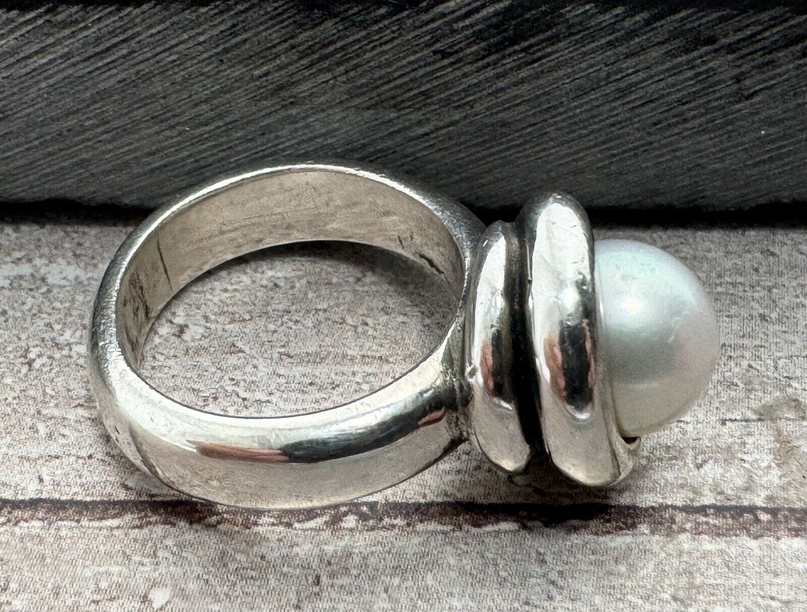 Retired James Avery 925 White Pearl Wrap Ring 8.4 Grams ~ Sz 4.25