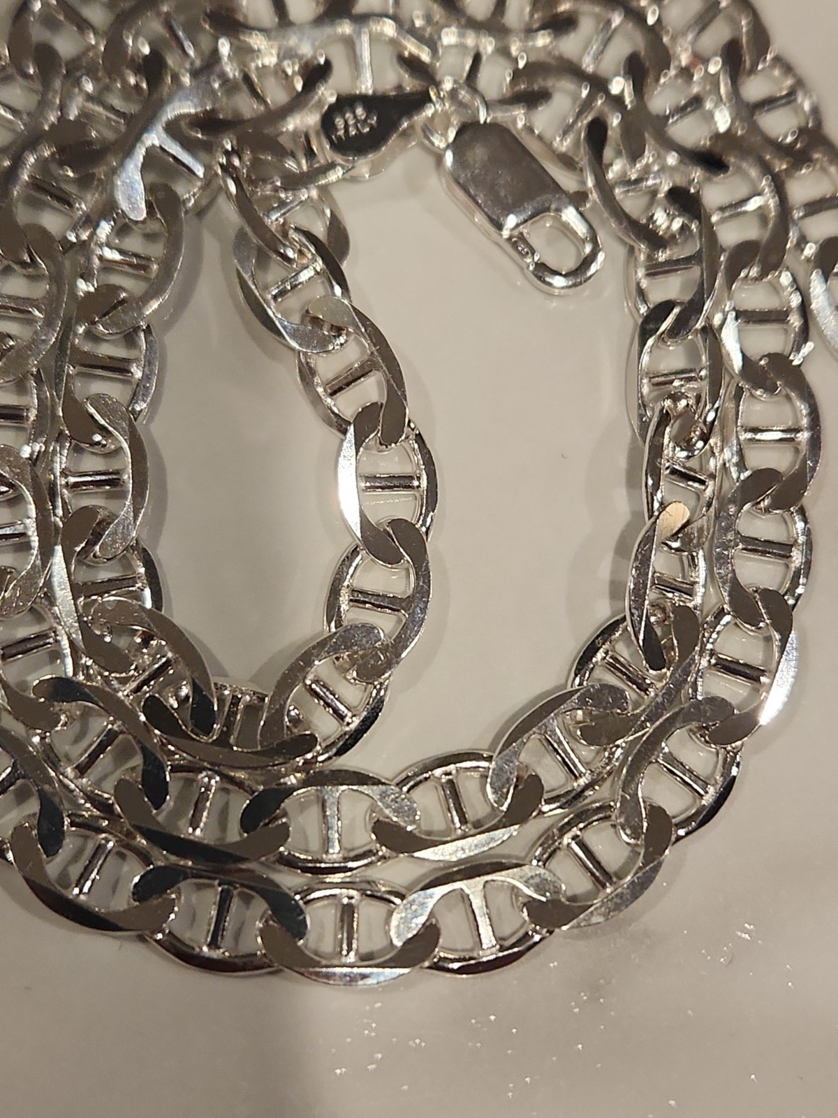 7.4mm 22″ Sterling Silver 925 Gucci Mariner Link Chain Necklace, Signed 925 24G