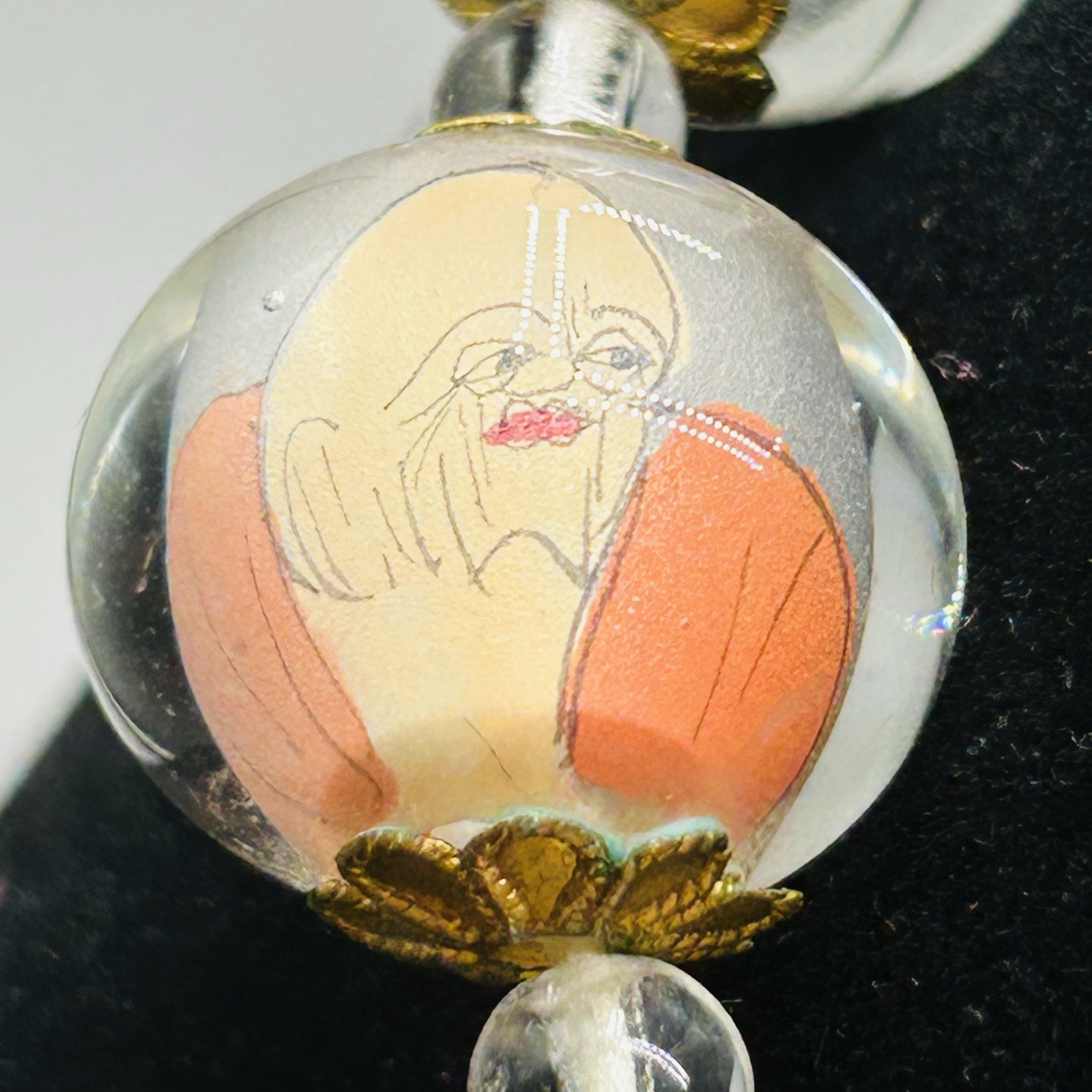 Reverse Handpainted Prayer Beads from the Early to Mid 20th Century Vintage