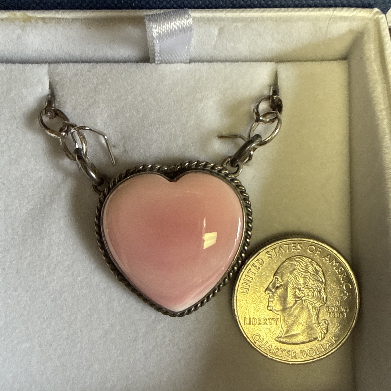 Pink Conch Heart Silver Pendant Native American Tatum Skeets