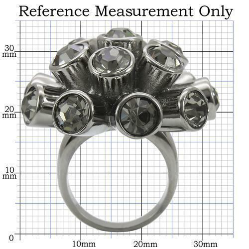0W306 – Ruthenium Brass Ring with Top Grade Crystal in Jet