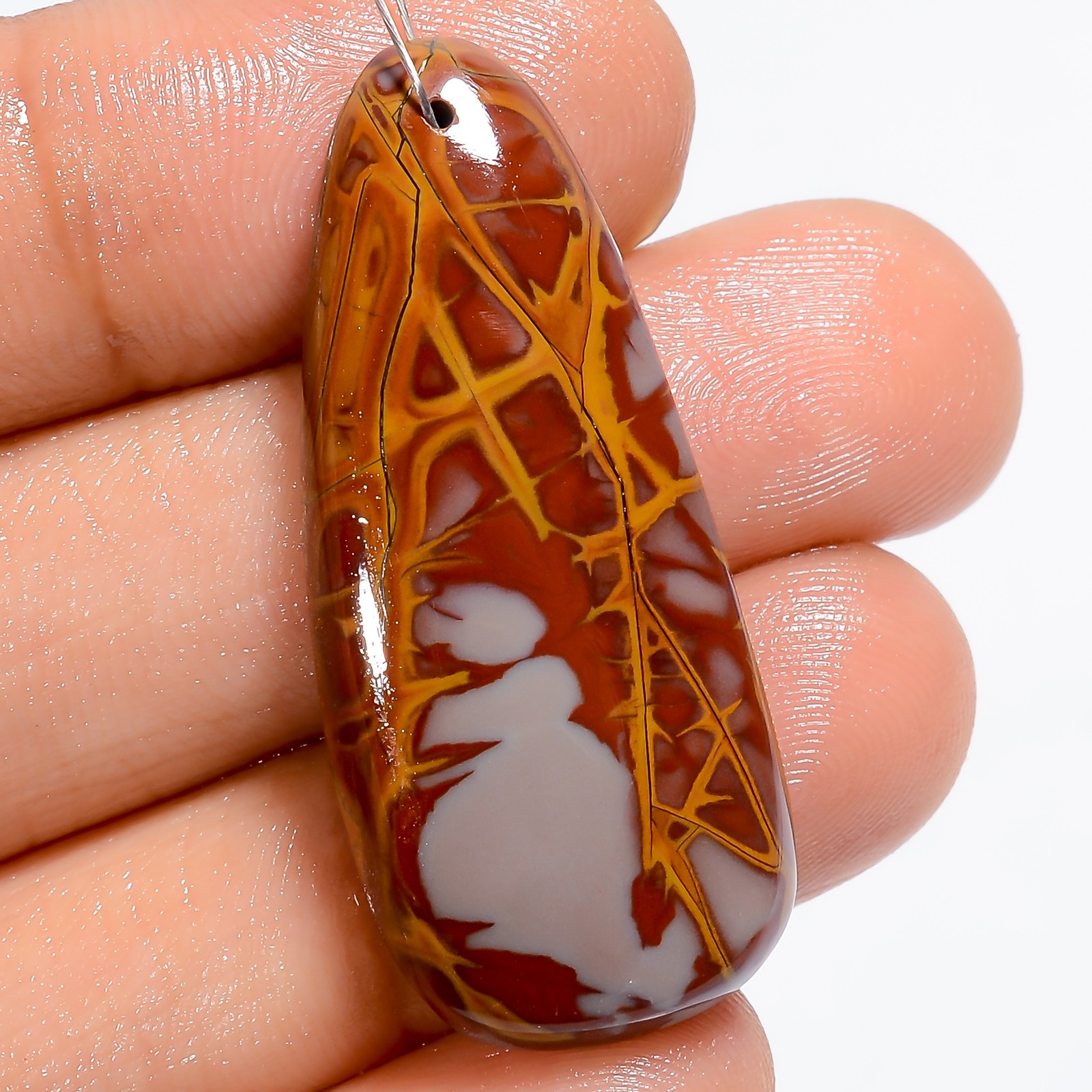 Natural Noreena Jasper Pear Cabochon Drilled Gemstone 30 Ct. 36X15X5 mm A-33725