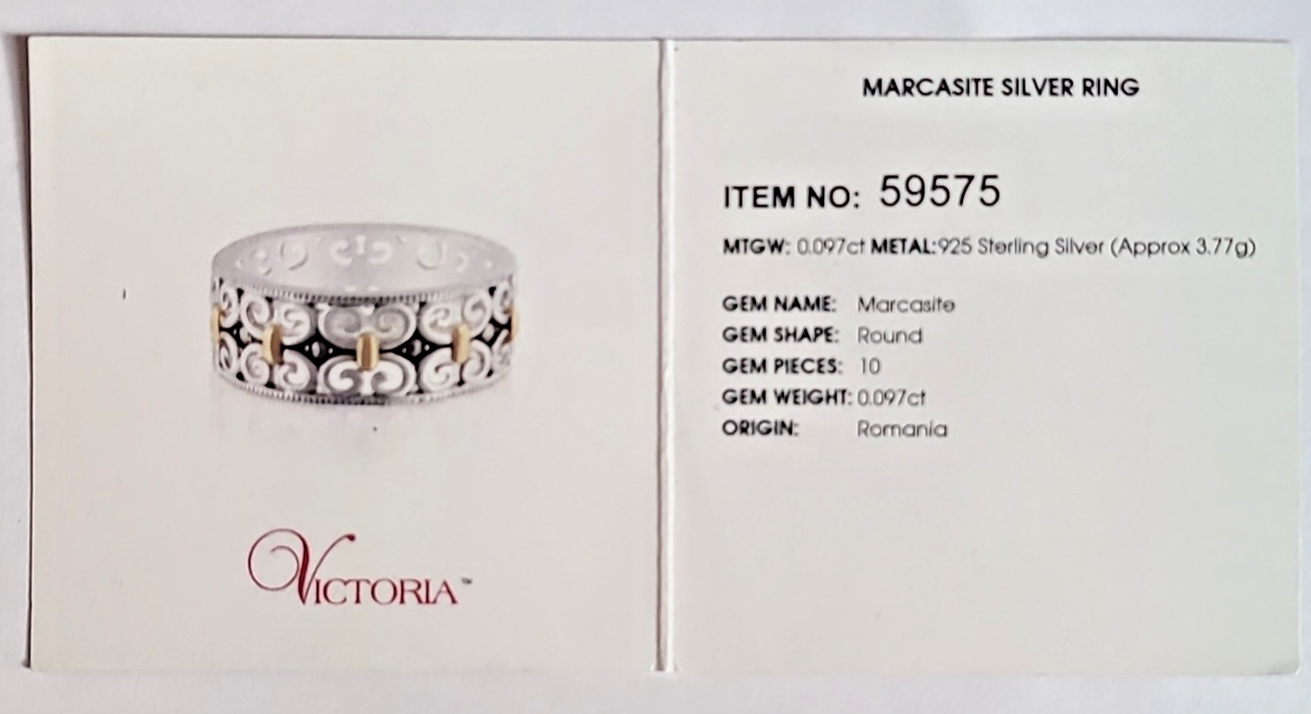 Marcasite Silver Ring Sterling Silver Filigree Scroll Band Victoria GemsTV