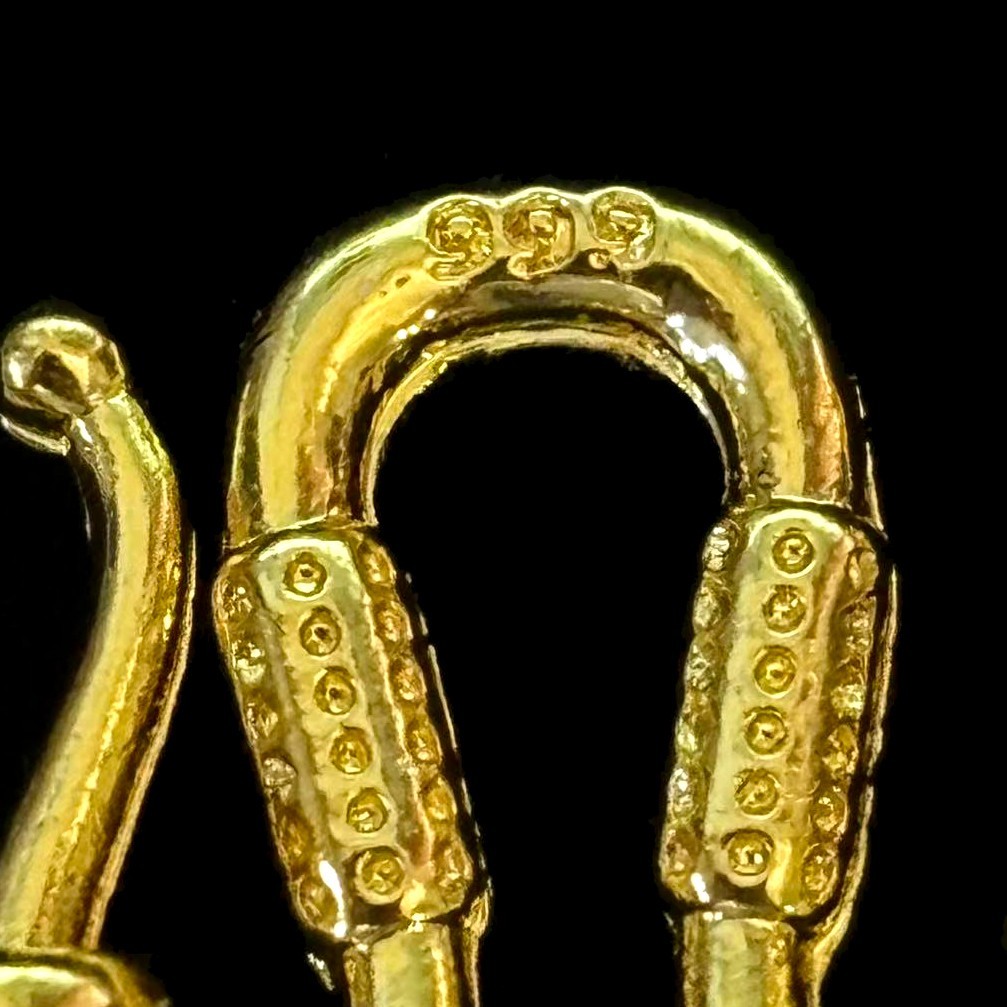 VTG Gold-tone Dragon Necklace Chain Brass Alloy marked 999, Width 9 mm, 24 in