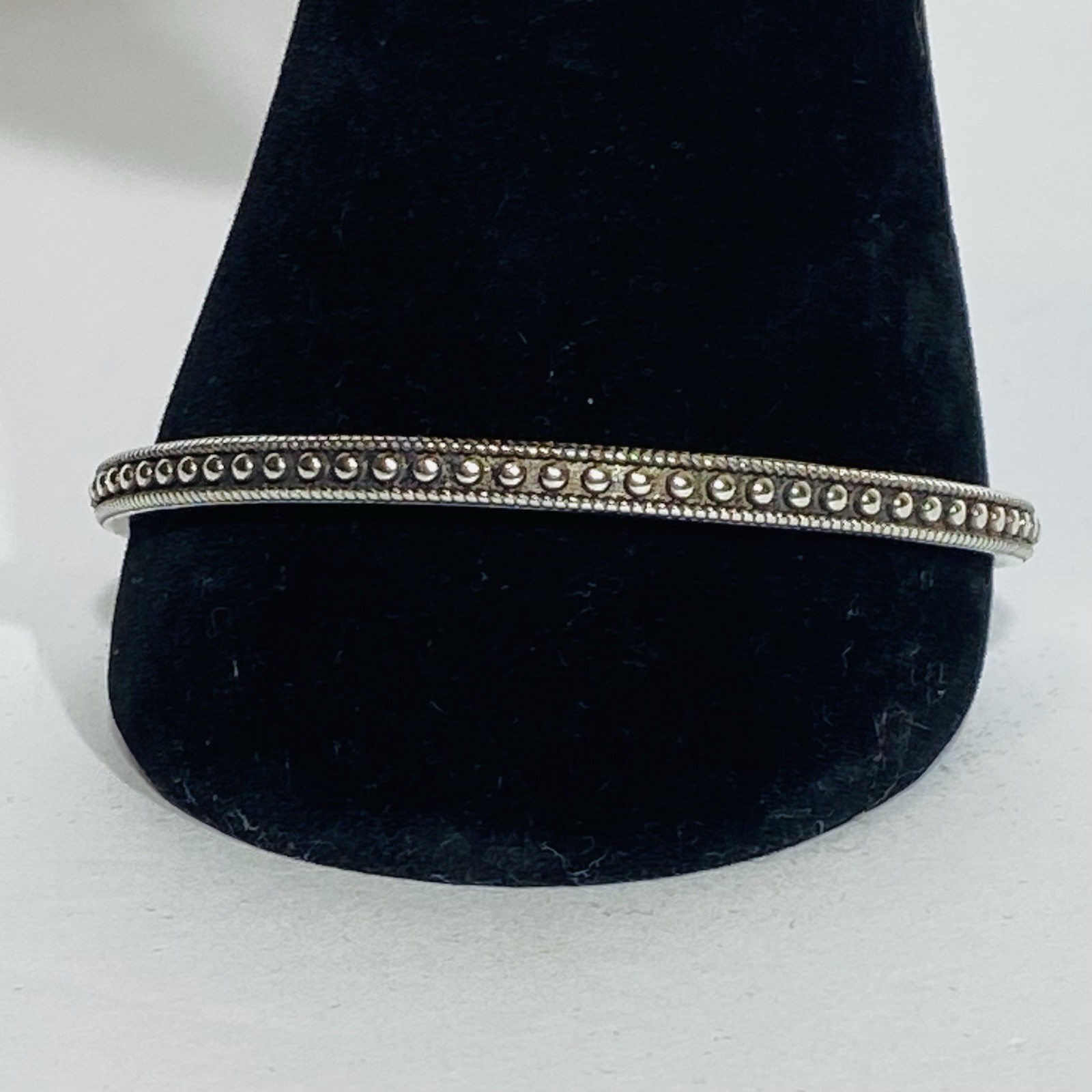 Sterling Silver S925 Beaded Milgrain Open Cuff Bracelet 10g 7″ Vintage Style