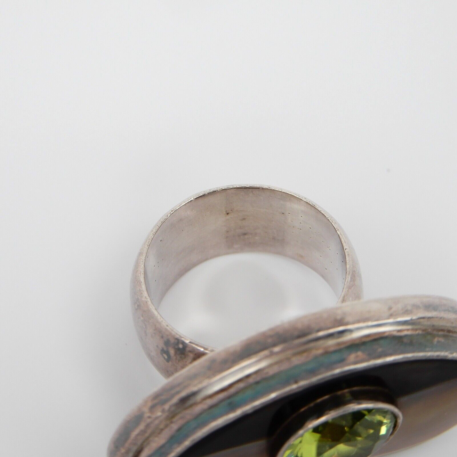 Sterling Silver Green Peridot Ring Size 5.5, 33mm x 19mm, 21g Large Door Knocker
