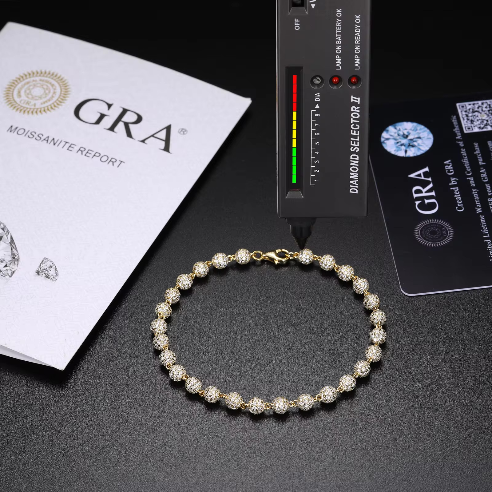 5mm Fully Iced VVS1 D Moissanite Bead Tennis Chain / Bracelet 925 Passes Tester!