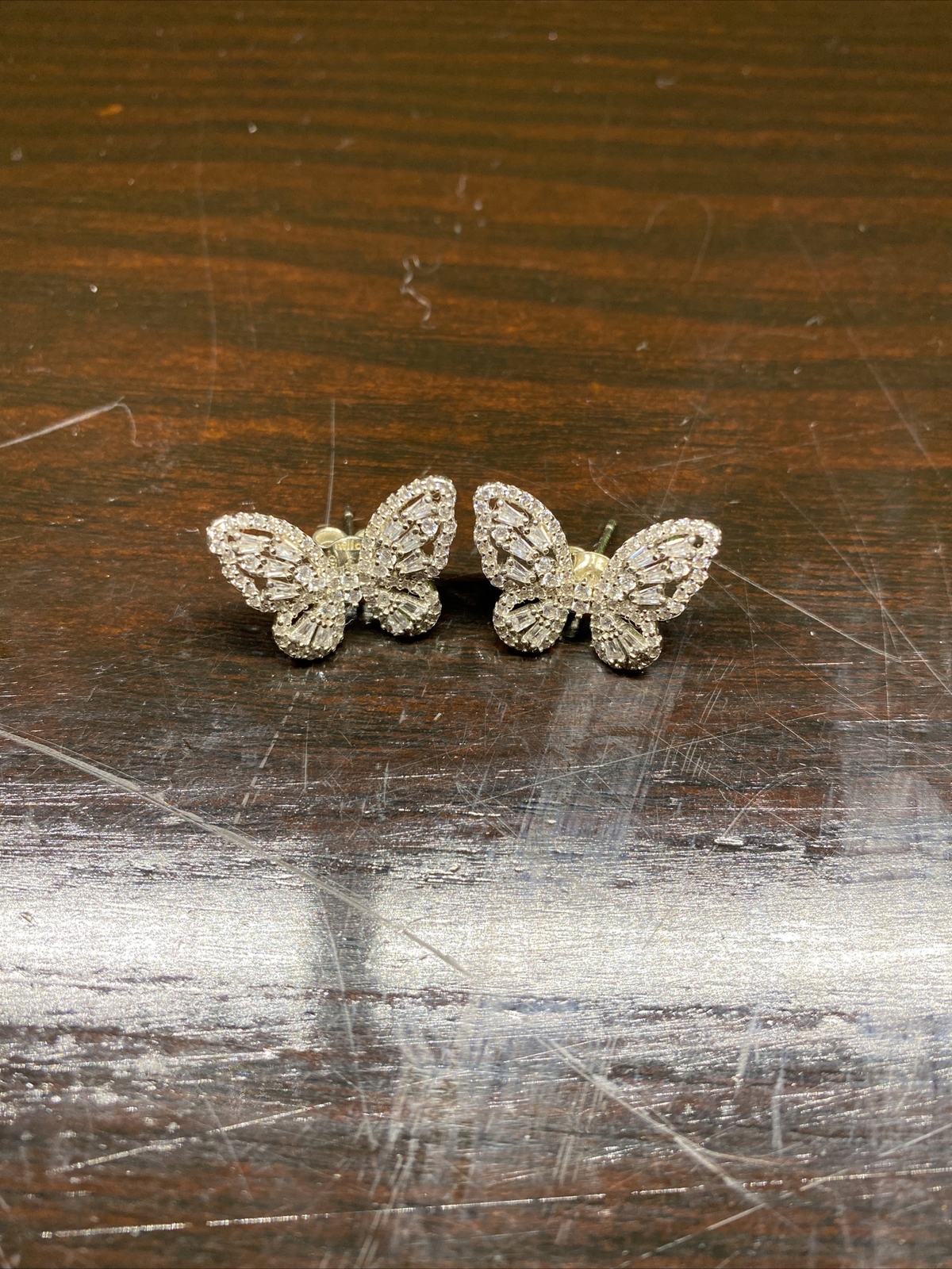 FUZION FZN DESIGNER PAVE HALO CZ BUTTERFLY STERLING SILVER 925 EARRINGS
